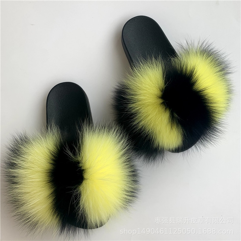 女性用リアルキツネの毛皮のスリッパ EVA 毛皮のスリッパ 夏用スリッパ