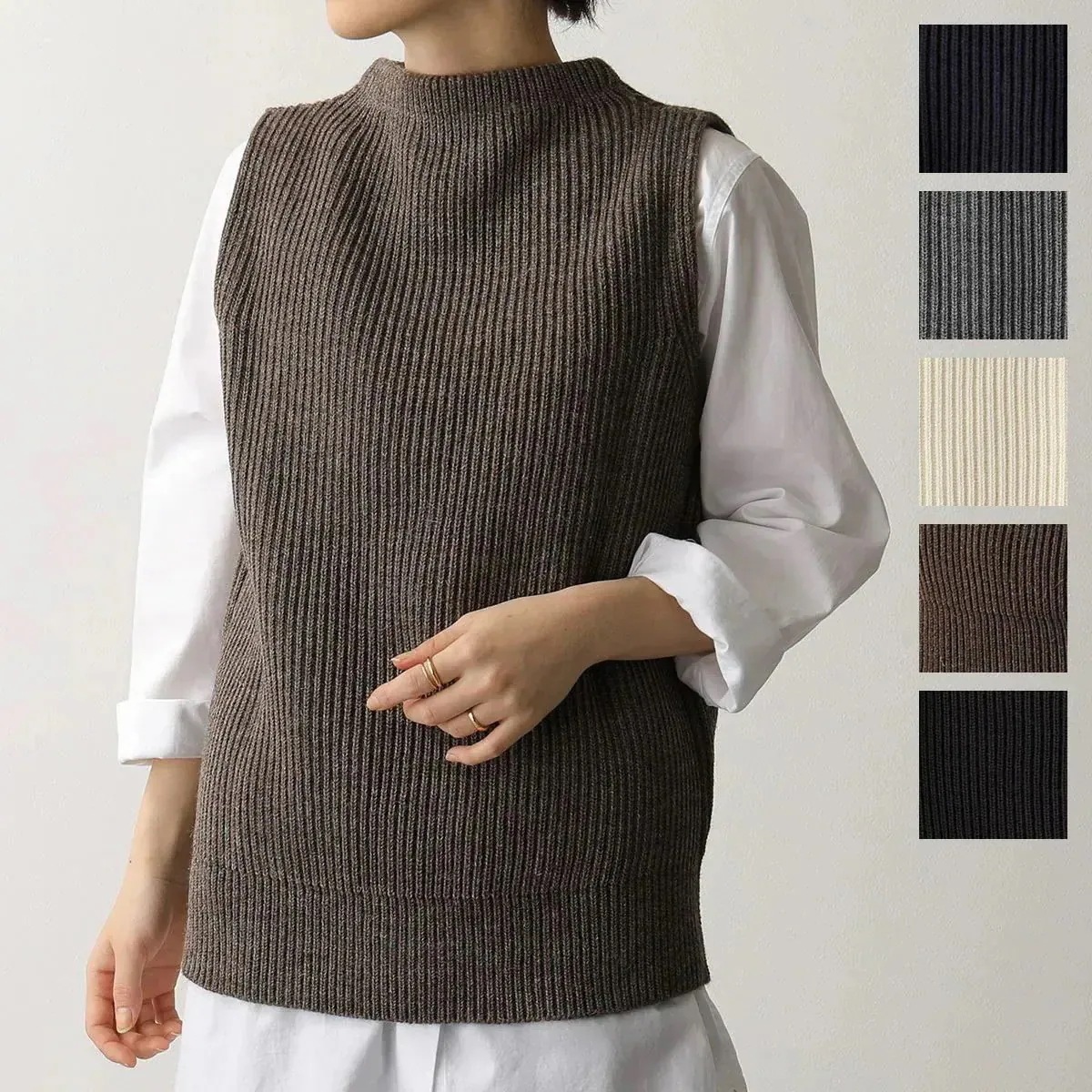 ANDERSEN-ANDERSEN アンデルセンアンデルセン ベスト NAVY VEST レディース メリノウール ニット ジレ 5ゲージ カラー6色