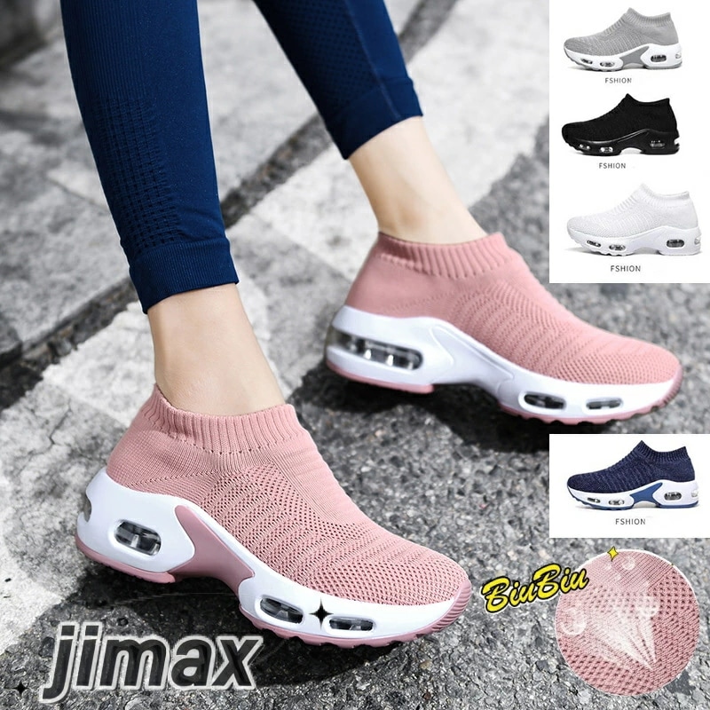 スニーカー ランニングシューズ スポーツジュース スリッポン レディース メンズ ソックスシューズ 職場 歩きやすい 通勤 通学 スリッポン かかとが踏める クッション 厚底 疲れにくい 靴 白黒 ジ