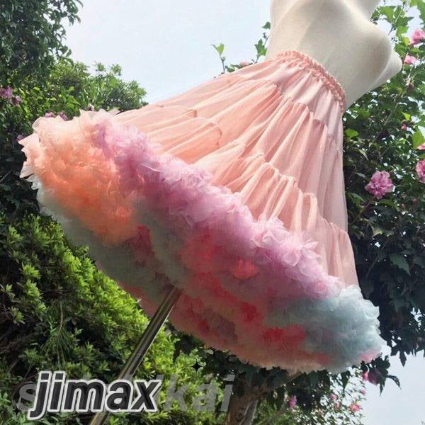 カラーパニエ スカート チュチュスカート ボリューム ふんわりパニエ 50cm丈 パニエ ショート丈 カラースカート ピンクパニエ