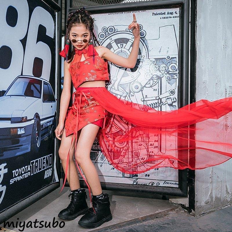 韓国子供服 チアガール ダンスウェア キッズ ダンス衣装 女の子 ガールズ ヒップホップ セットアッ