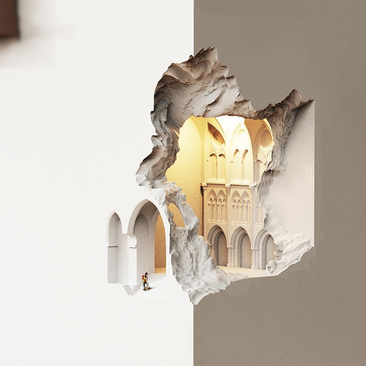 聖母院感応夜灯廊下石膏灯埋め込み式階段の壁隅に宮殿の壁灯雰囲気灯を埋め込む