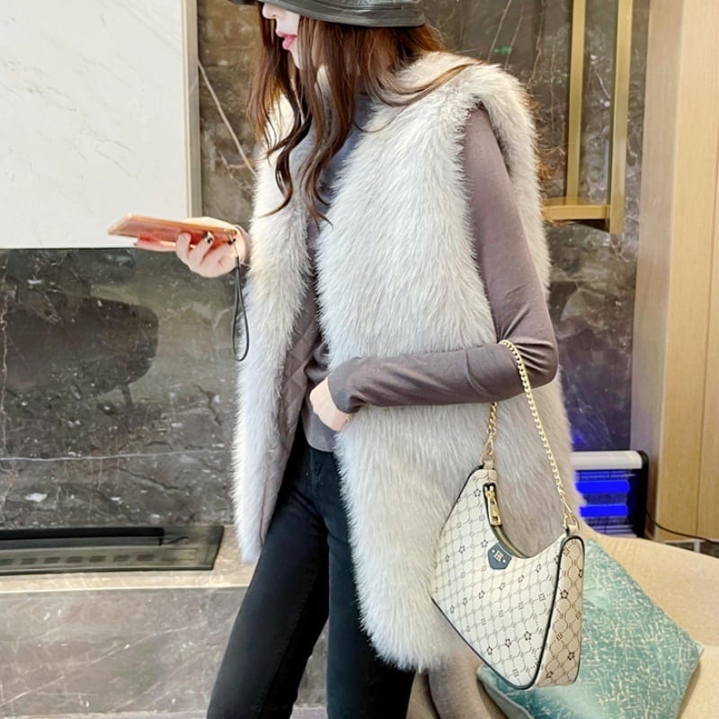 5color レディース ファーベスト エコファー フェイクファー ボリューム感 ヴィンテージ