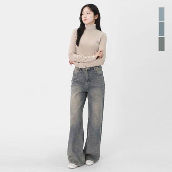 レディースルーズフィットヴィンテージウォッシングワイドデニムジーンズ SNNP030