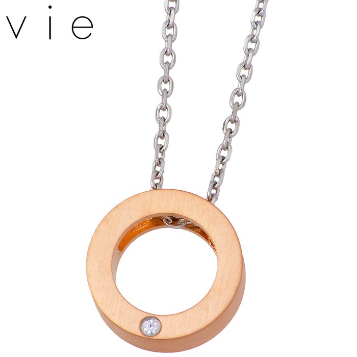 ヴィー vie ステンレス ネックレス レディース キュービック ピンク 金属金属アレルギー対応