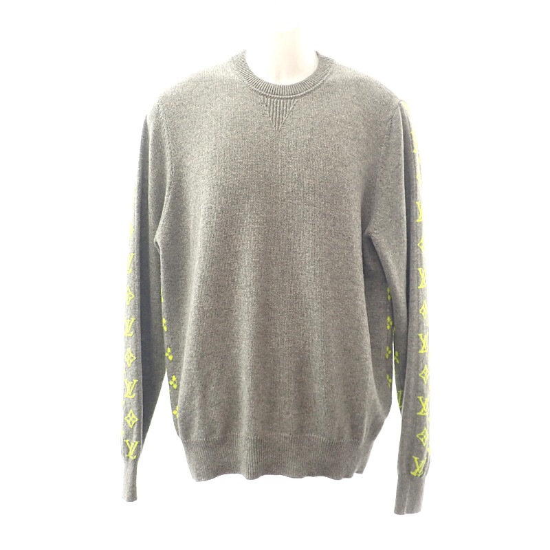 モノグラム カシミア XL ニット カシミヤ グレー メンズ【Aランク】