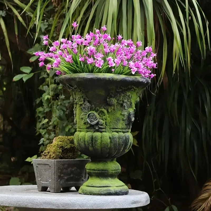 プランター 鉢植え 植木鉢 壺 ヨーロッパ ヴィンテージ調 モスコーティング ローマ お洒落 エレガント ロココ調 園芸 庭 ガーデニング 4-7