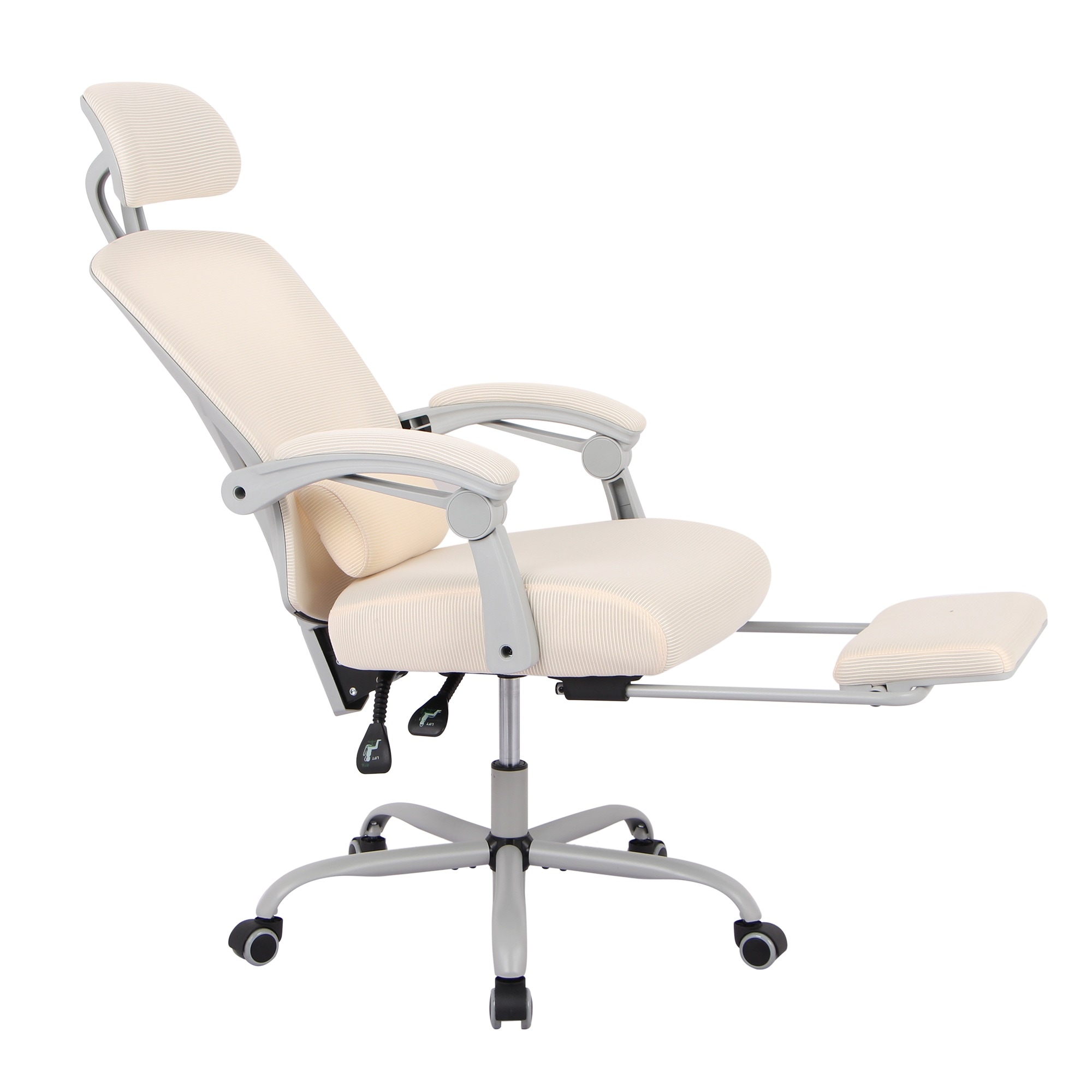 【国内発送】199【新品登場】オフィスチェア 事務所チェア リクライニング機能 足載せ付き ロッキング機能 メッシュタイプ【 ベージュ】