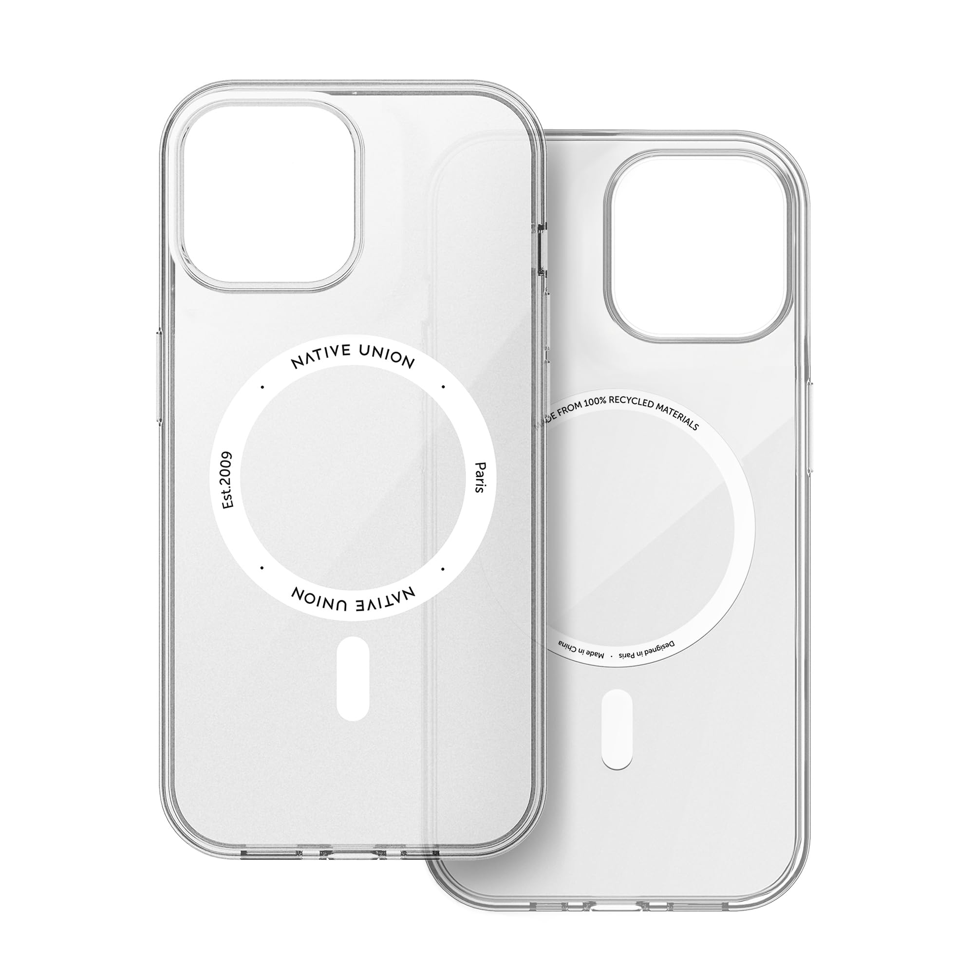 (Re)Clear Case 透明なイエロー防止 マグセーフ対応で内蔵マグネット付き リサイクル素材 軍用グレードの耐落下保護で超耐久性 iPhone