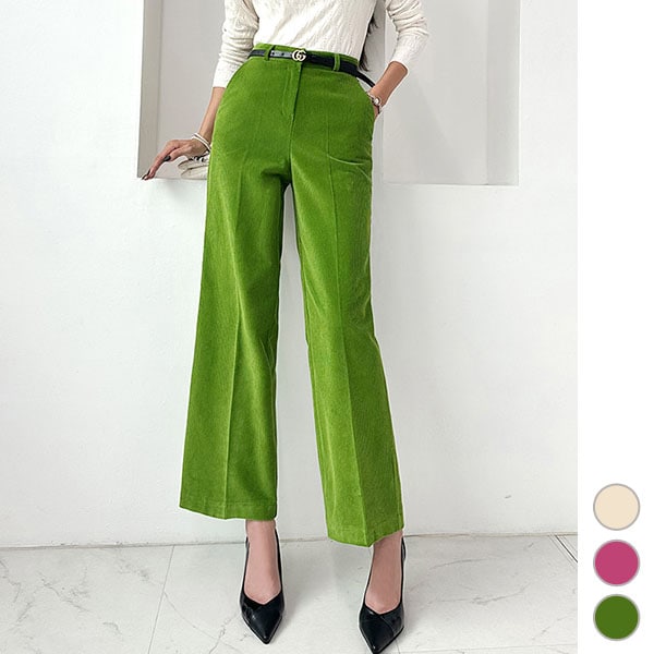 パンツ レディース コーデュロイ ボトムス スラックス ハイウエスト ロング丈 ワイド オフィス きれいめ 上品 春 秋 冬 韓国 to26622