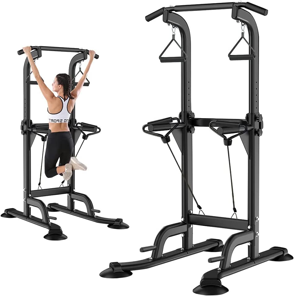 BosClub ぶら下がり健康器 懸垂マシン シーリングマウント チンニング 土台八の字型 高安定性 10段階調整 最高210cm 耐荷重150kg 多機能 筋力トレーニング 懸垂器具 ディップス 懸