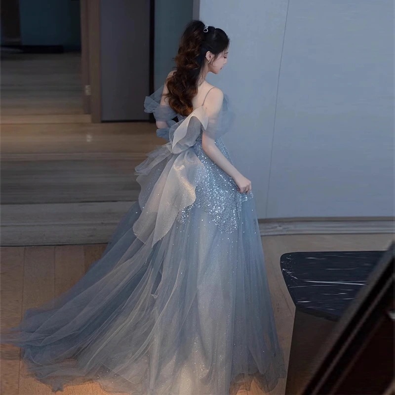 パーティードレス ガウンの女性2025新しいワンショルダーの誕生日エレガントな気質ロングパフォーマンスの服