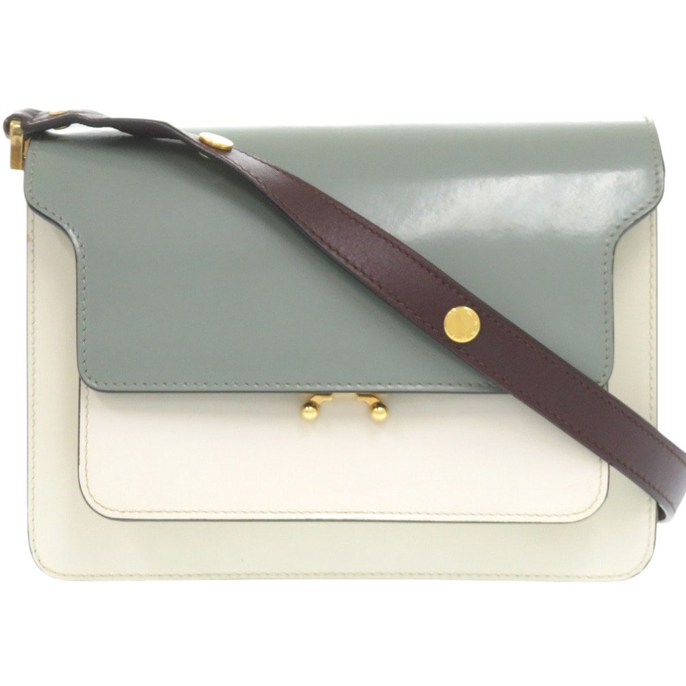 2WAY トランク ショルダーバッグ レザー/レザー ホワイト 1761【中古】 レディース