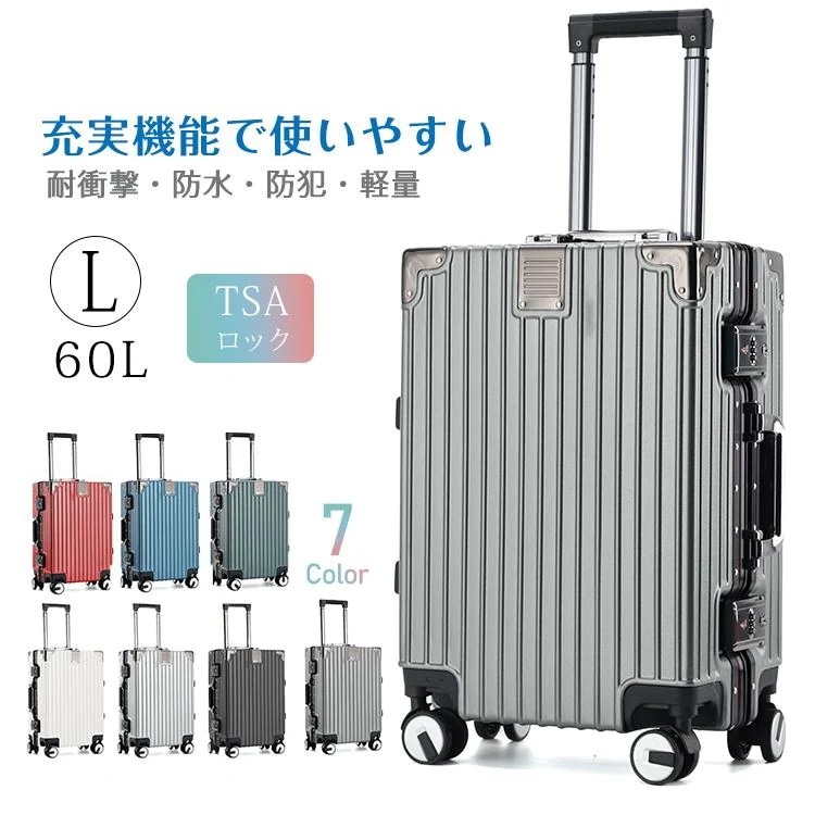 【即納】スーツケース Lサイズ 60L キャリーケース キャリーバッグ TSAロック ハードケース 大容量 714泊 軽量 静音 旅行 ビジネス 出張 おしゃれ 頑丈 sg051
