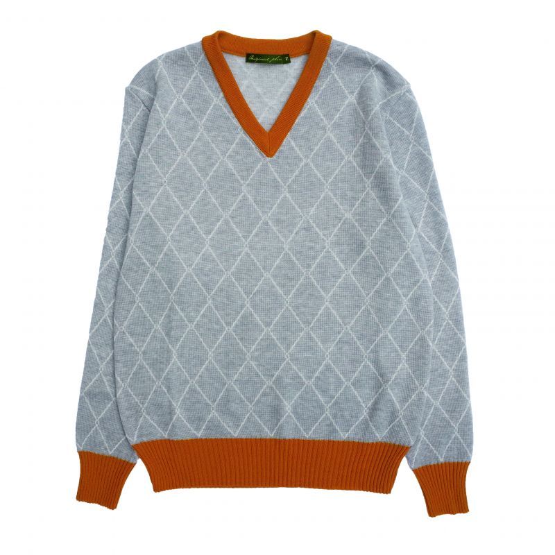 オリジナルJOHN VOX V-NECK JUMPER GREY/OLIVE