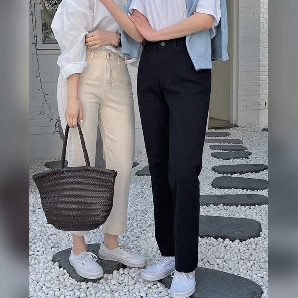 チートデイ ストレートパンツ(25~36)_ ハイウエスト ぜい肉カバー スパン