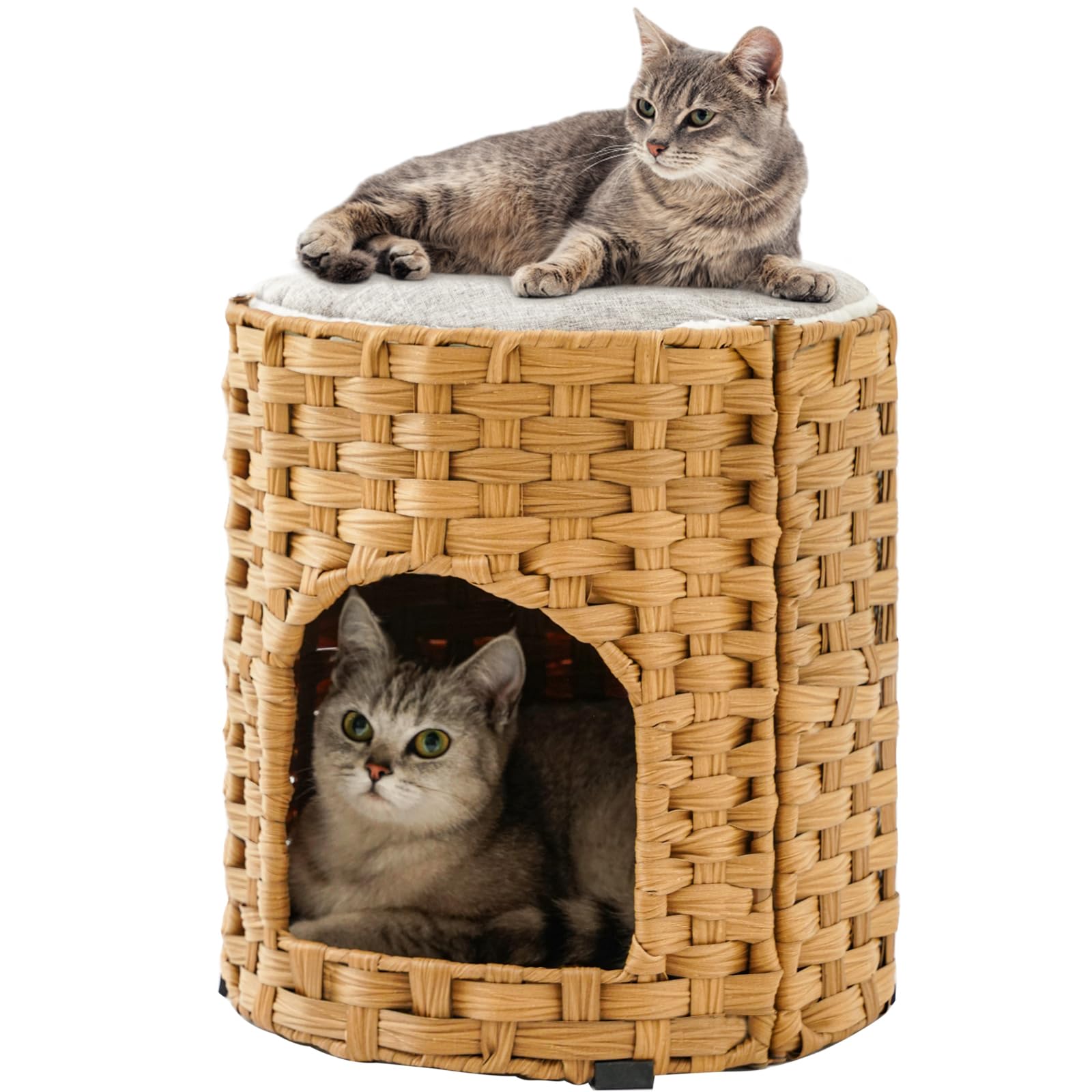 猫 ベッドキャットハウスは手編み籐製の両面クッション付きペットハウスです，猫の家と呼ばれる場合もあれば猫 ベッドはといった呼び方や猫ハウスはと称されることもありいずれも通気性に 室内用デザインでリ