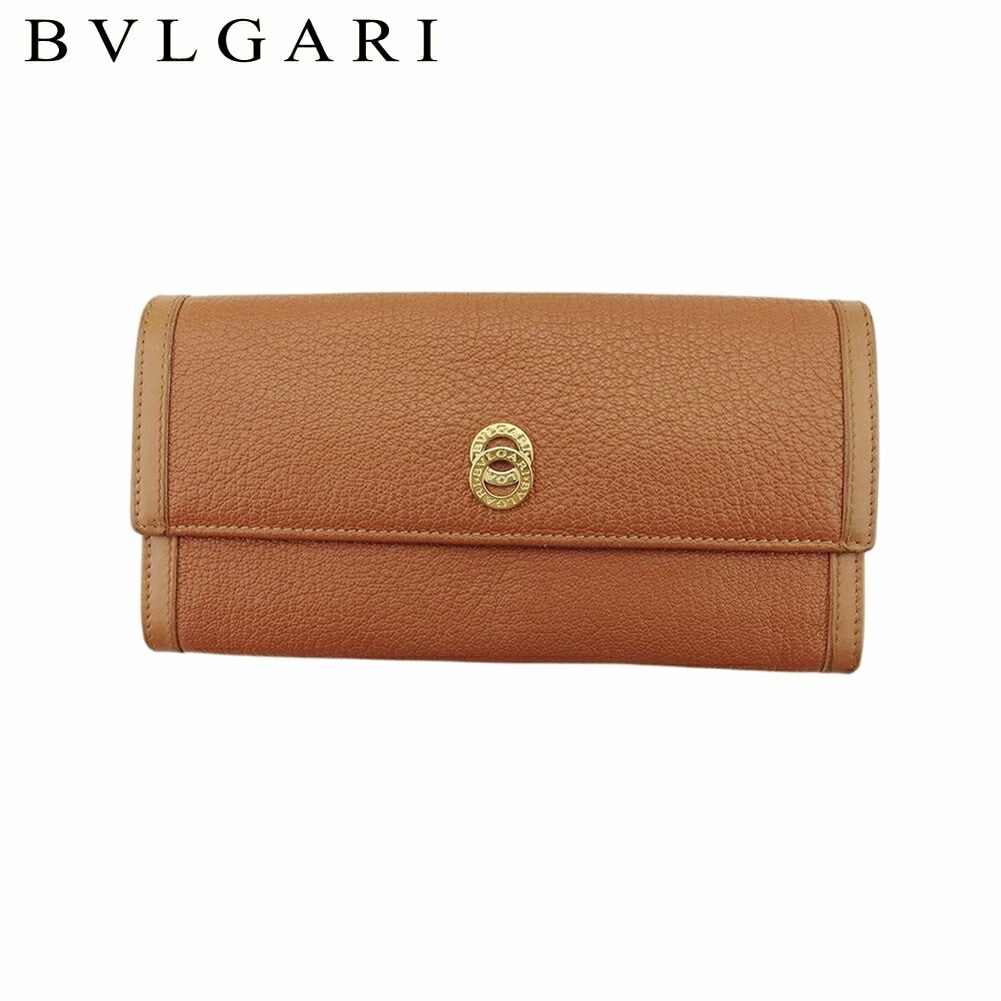 長財布 ファスナー付き 財布 ドッピオトンド レディース メンズ ブラウン ゴールド 中古