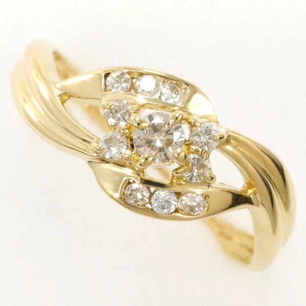 K18 18金 YG イエローゴールド リング 指輪 8号 ダイヤ ジュエリー 中古