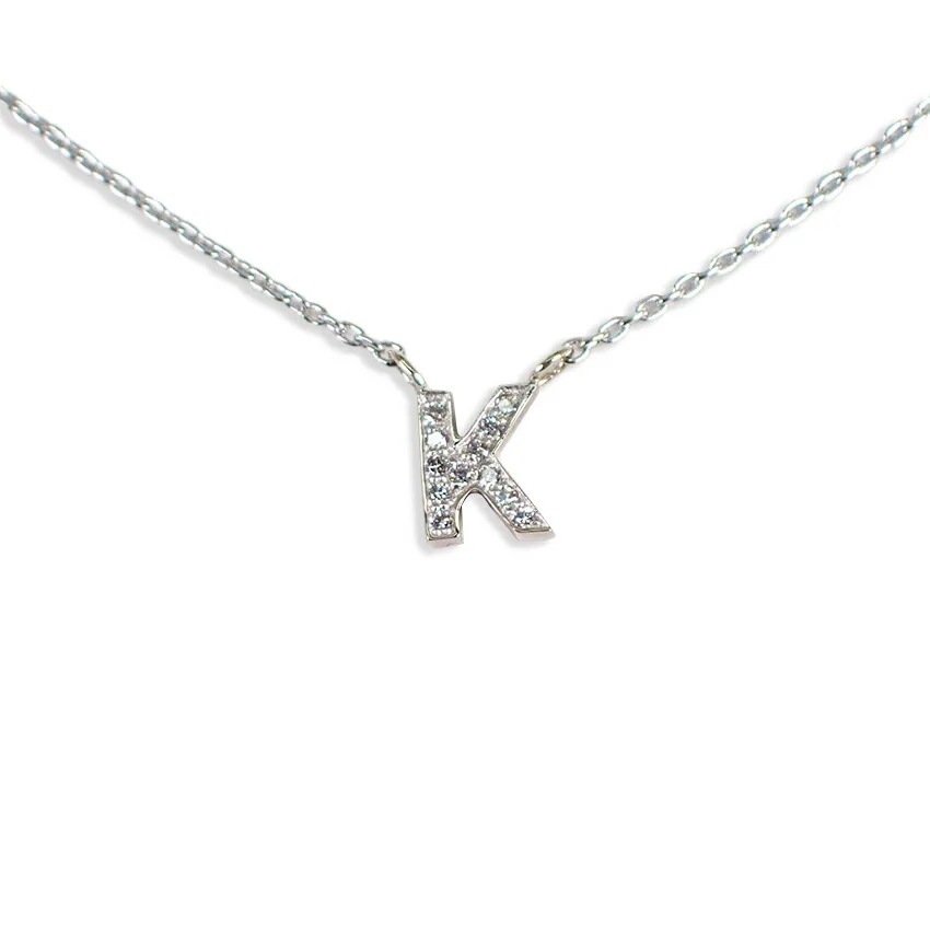 【中古】Star Jewelry/スタージュエリー K18WG ダイヤモンド イニシャル K ネックレス[g293-59］
