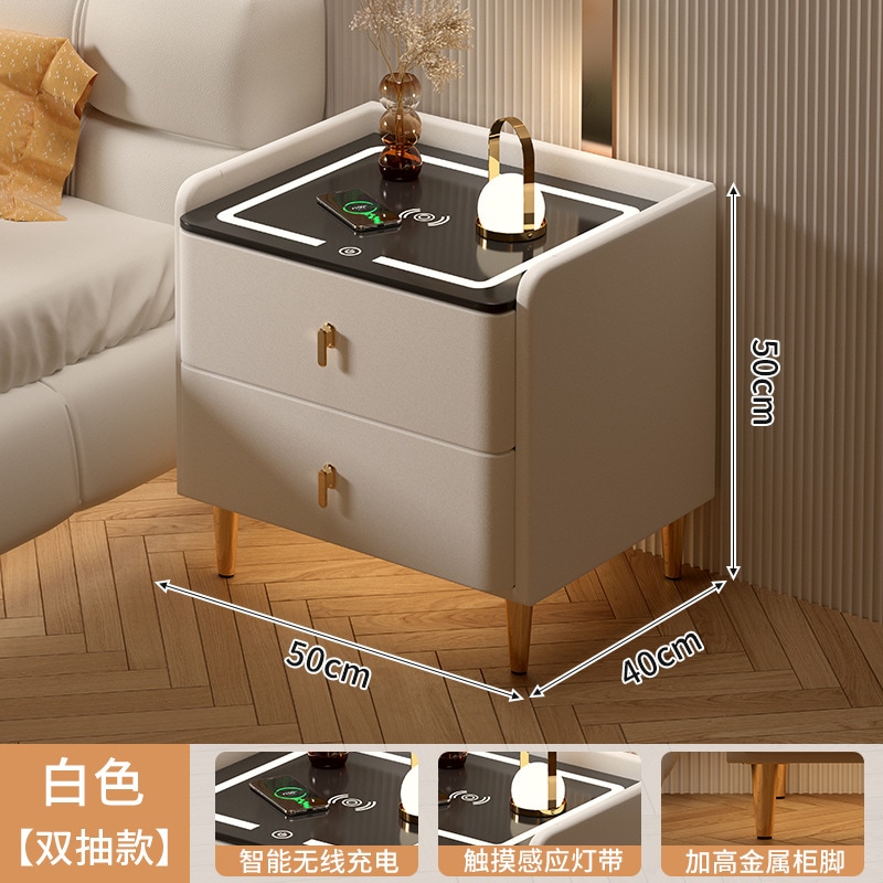 多機能寝室物置スマートベッドサイドキャビネットシンプル現代家庭用寝室無線充電ステーションベッドサイドキャビネット
