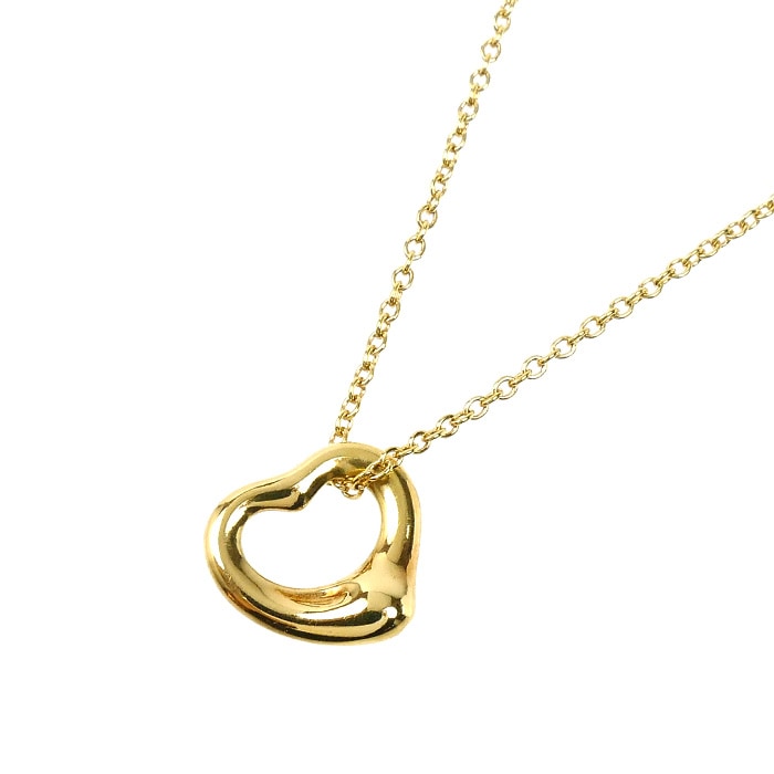 TIFFANY&Co. ティファニー K18YG イエローゴールド オープンハート ネックレス 2.9g 41cm レディース 中古