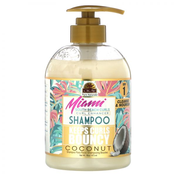 , Miami South Beach Curls, Curl Enhancer Shampoo, Coconut, 16 oz 473 ml
