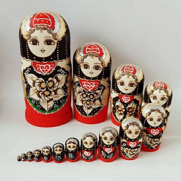 営业促进 ロシア 人形 マトリョーシカ クリスマス 民芸品 土産物 手作り人形 手描き オブジェ 15個組 インテリア雑貨 洋風 ギフト プレゼント 北欧雑貨 伝統工芸 おもちゃ 飾り 誕生日 キッズ