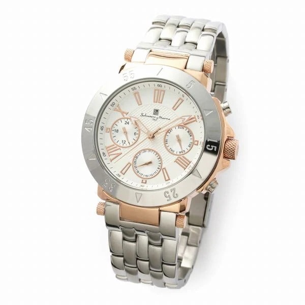 取寄品 正規品 Salvatore Marra 腕時計 SM22108-PGWH 10気圧防水 日付曜日表示 メタルベルト 防水 メンズ腕時計 11,250円