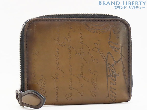 美品ベルルッティカリグラフィWAPAワパスクリットレザージップ付きコインケースコンパクト財布ブラウンWAPA_NEO-JOUR-V2