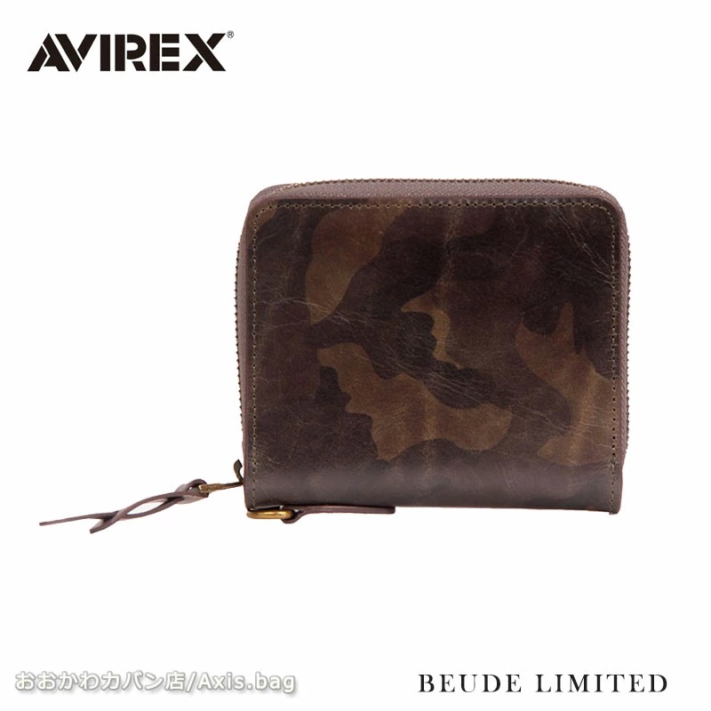 AVIREX BEUDE LIMITED ラウンドファスナー二つ折り財布 AX9101M メンズ レディース 本革 レザー ブランド 人気 迷彩 カモフラ