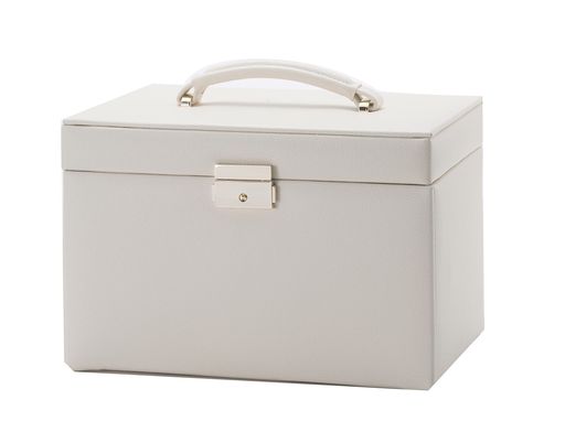 イデアルサービス【 ジュエリーボックスペールホワイト 20344 】ジュエリーケース アクセサリー収納 収納ケース 宝石 ネックレス ピアス リング 時計収納 スエード調 鍵付き