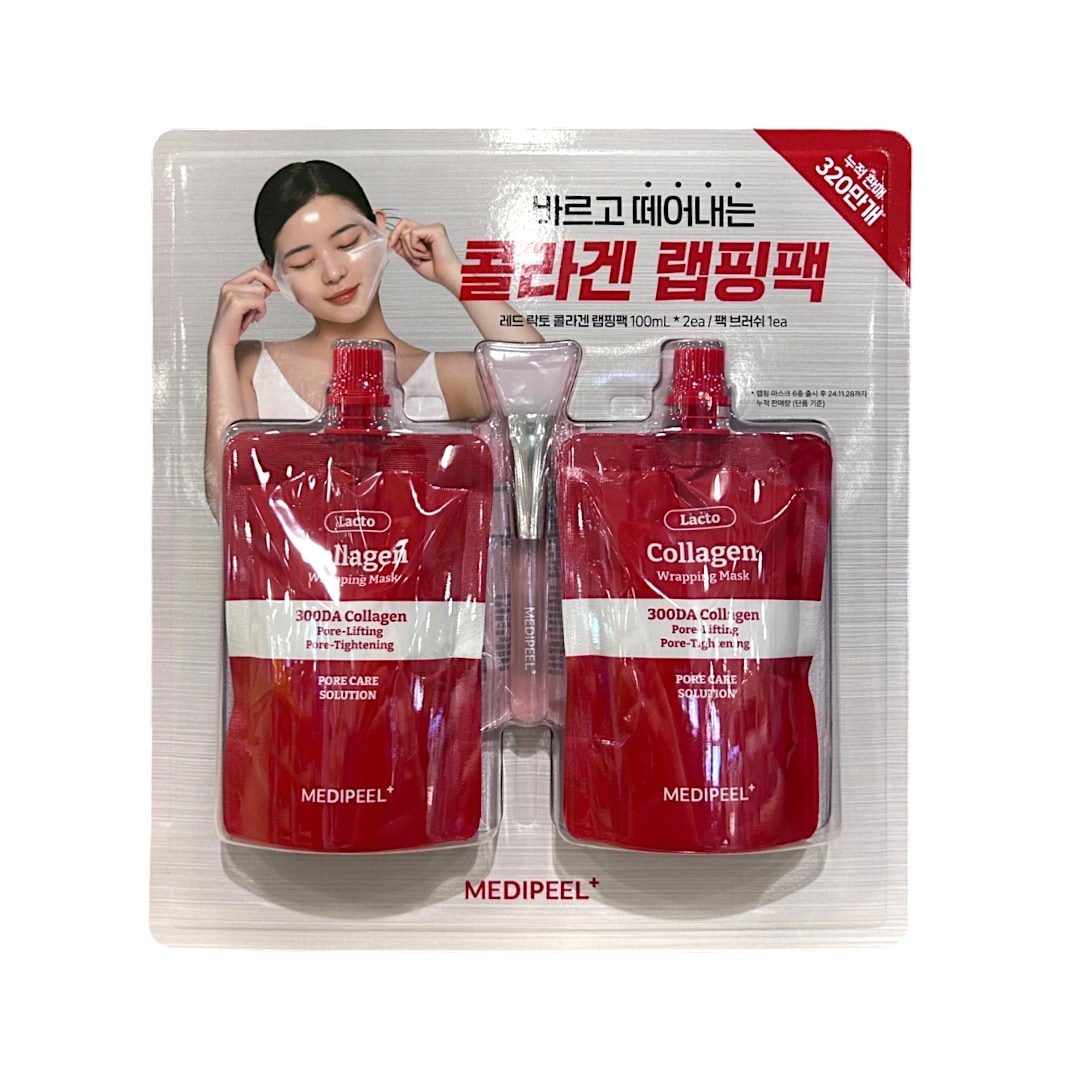 レッド ラクト コラーゲンラッピングマスク 100ml x 2個+ ブラシ cc