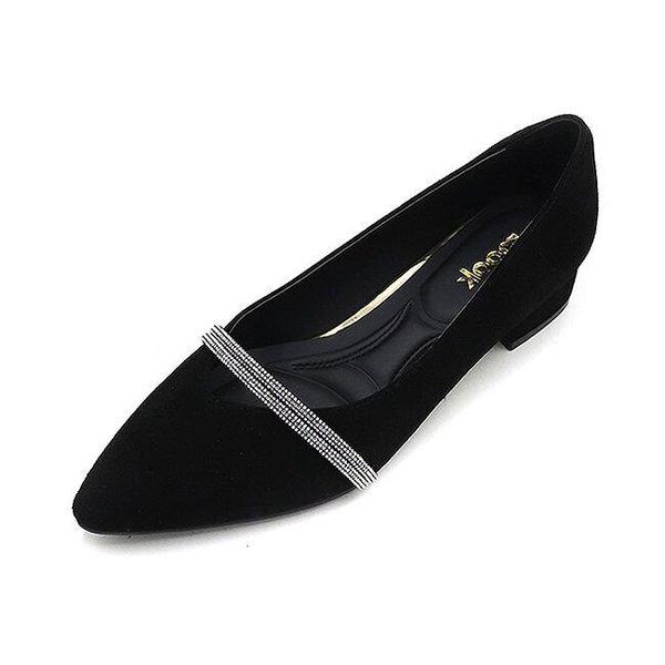 AK原州店 女性スエードストーンストラップ装飾パンプス 3CM ブラック 122159