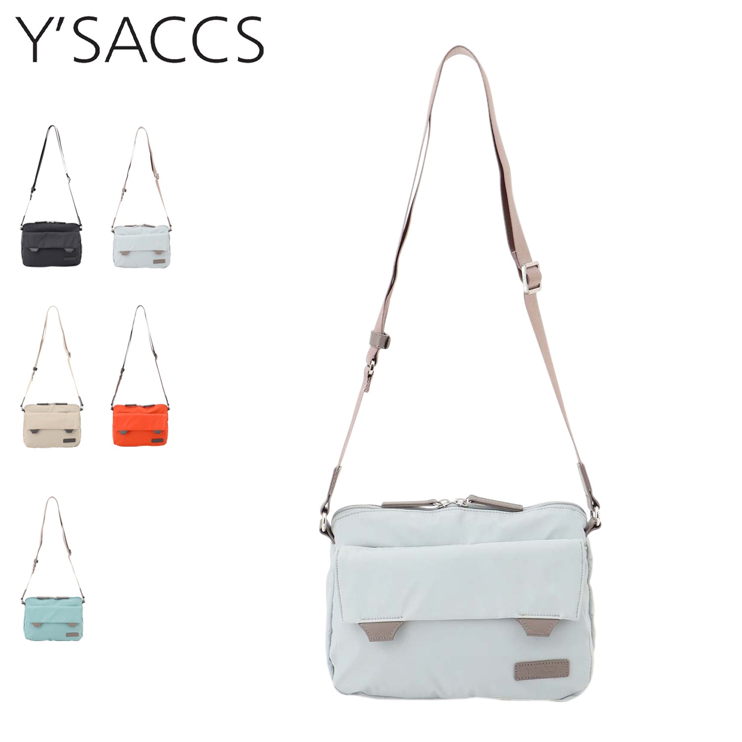 ショルダーバッグ 小物入れ ポシェット ダブルタブ レディース 撥水 軽量 斜めがけ ファスナー付 20-041-01