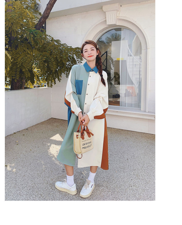 春夏 日系スイート レース ワンピース パッチワーク メッシュ ワンピース 長袖ランタン袖着痩せ 気質ワンピース48