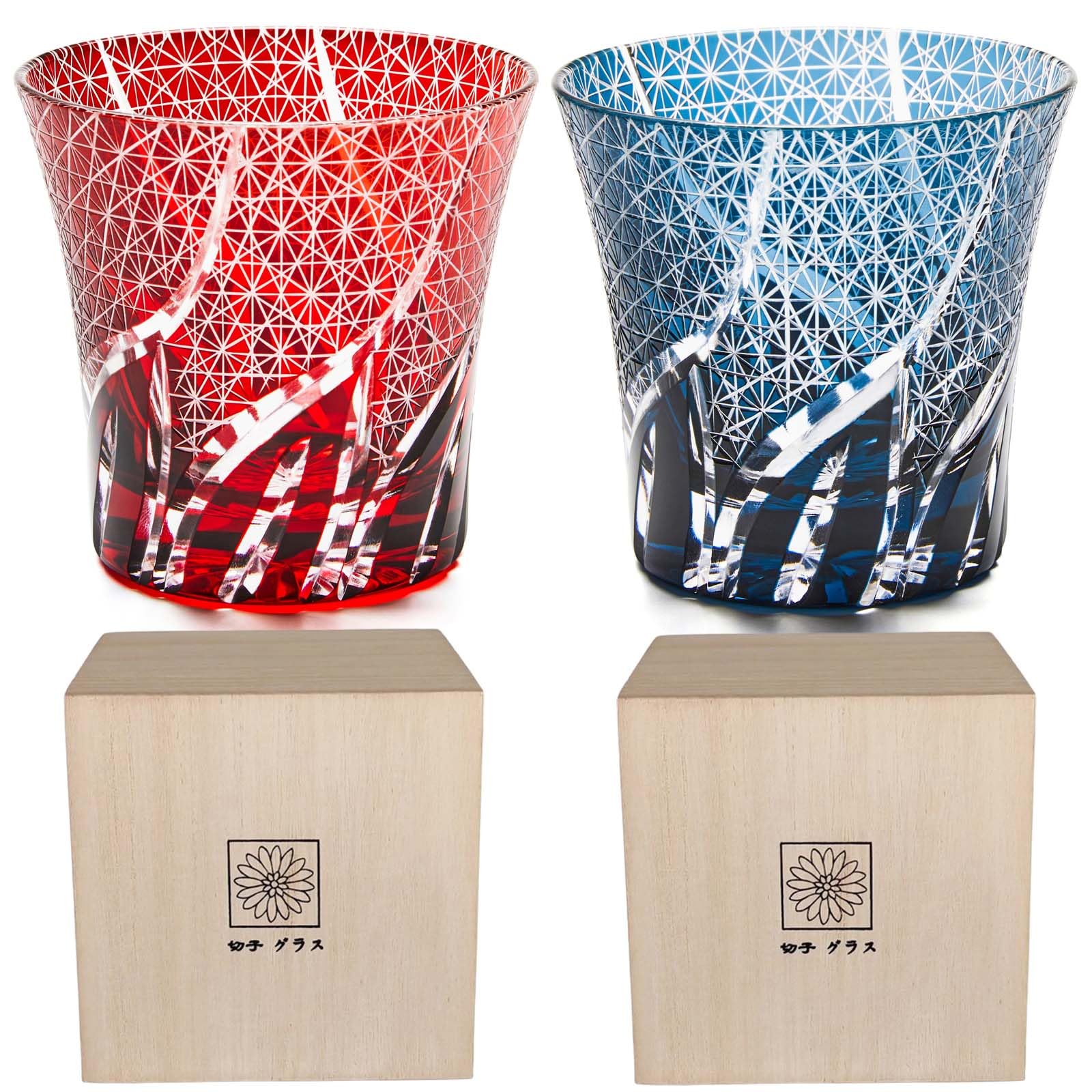 切子 グラス ロックグラス 菊つなぎ 文様 食洗器対応 職人手作り 桐箱入り 日本酒 冷酒 ビール ウイスキー グラス 焼酎グラス おしゃれ お酒 お祝い 還暦祝い 結婚祝い 母の日 父の日 プレゼン