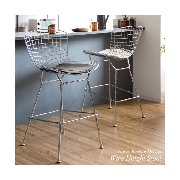 カウンターチェア おしゃれ 背もたれ ハイチェア ハイタイプ チェア 椅子 イス いす スチール アイアン ワイヤー 白 黒 1脚 新生活 ハリーベルトイア ID004