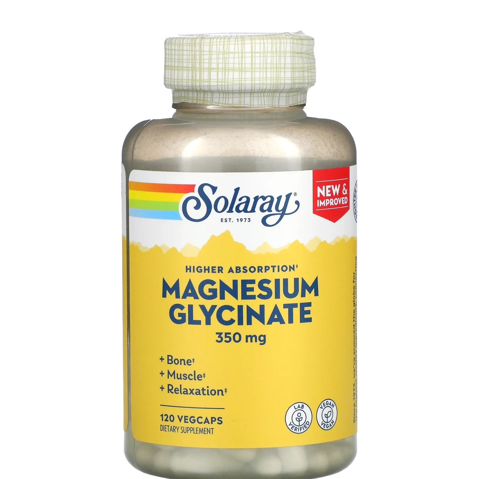 SOLARAY社　グリシン酸マグネシウム 350mg　120ベジカプセル