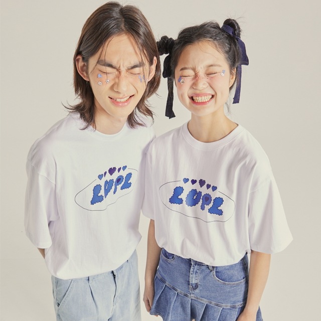 ハート ロゴ 半袖 プリント Tシャツ [ホワイト]