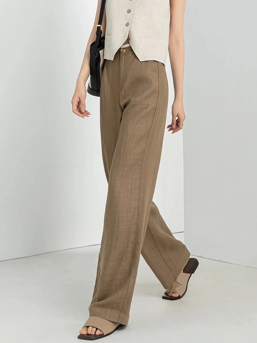 大きいサイズ リネンパンツ天糸亜麻ひんやりボトムス夏の薄手ゆるいカジュアル白ズボンワイドパンツ モッピングパンツロングパンツ