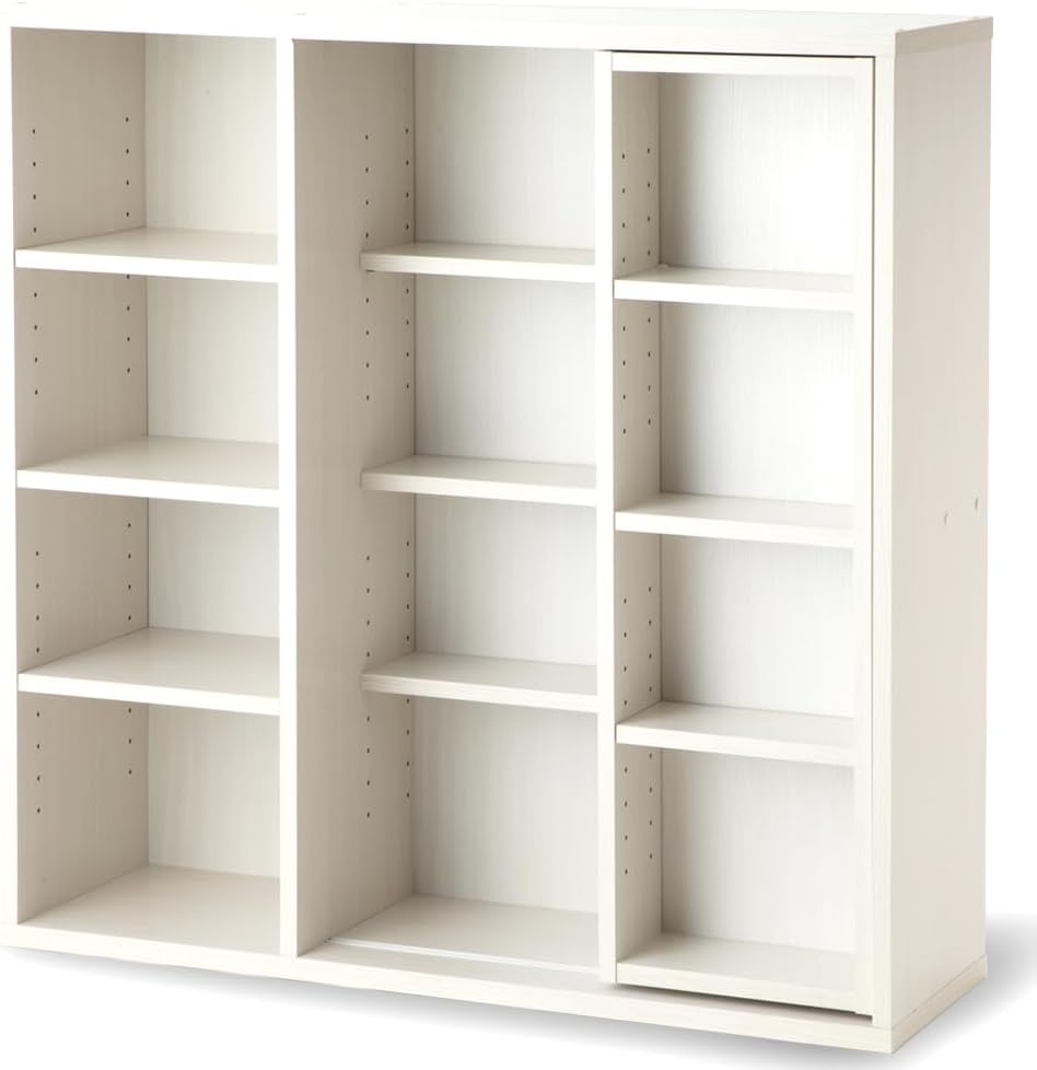 アイリスオーヤマ 本棚 幅約90×奥行約29.2×高さ約92.2cm スライド棚 オープンラック 大容量 組立品 ホワイト シングル CSS-9090