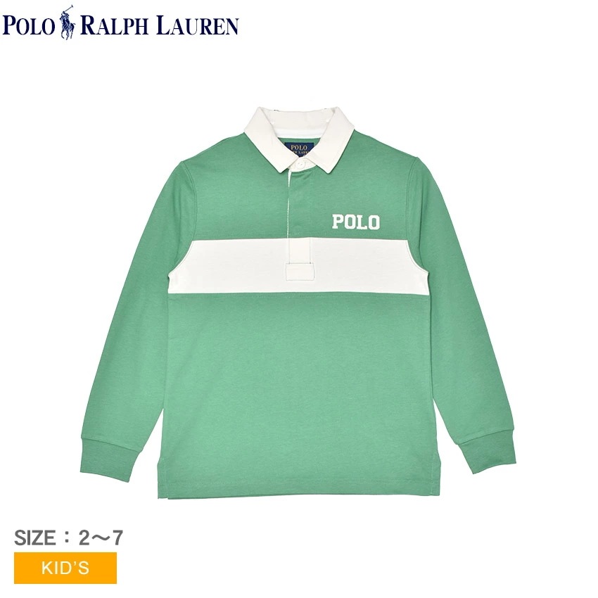 ロゴアップリケド コットン ジャージー ラグビー シャツ 322971291 キッズ ウエア トップス ロンT プリント カジュアル アウトドア スポーティ ロゴ