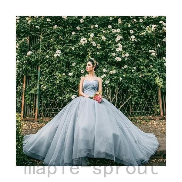 ウェディングドレスカラードレス大きいサイズロング二次会花嫁発表会結婚式-557