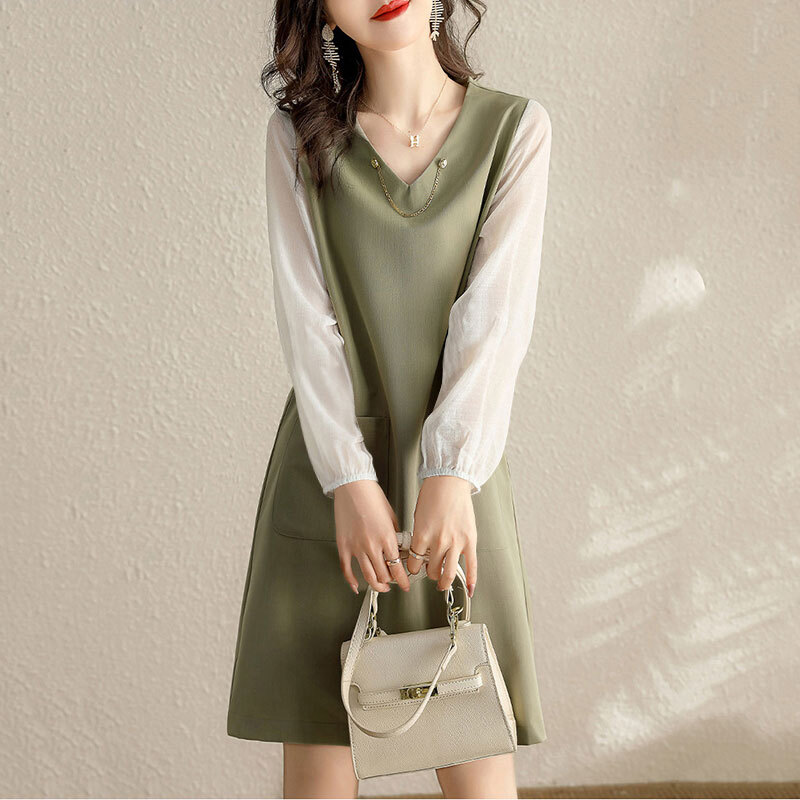 トップス スカート ワンピース セットアップ シャツ ブラウス プルオーバー 白シャツ 白トップス ミニスカート ワンピドレス 膝丈 ひざ丈 膝上 袖あり 7分袖 七分袖 長袖 ボリューム袖 Vネック