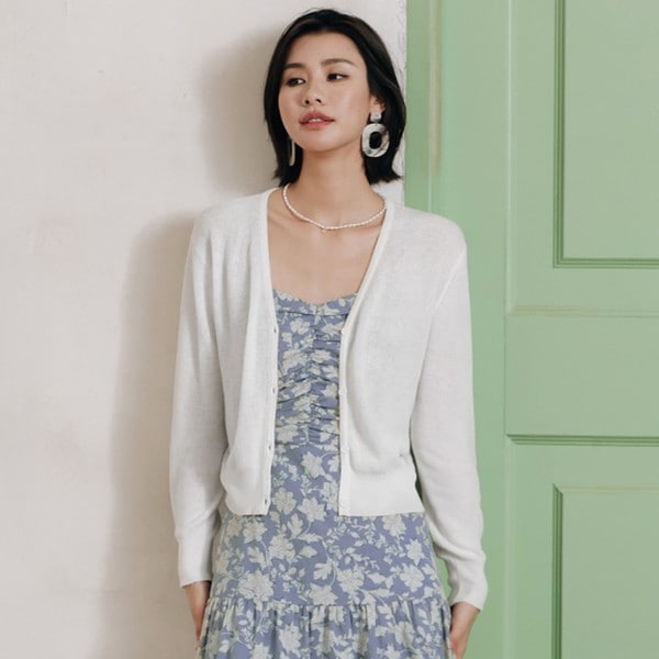 썬LS_クリーミースリムフィットカーディガン_WHITE