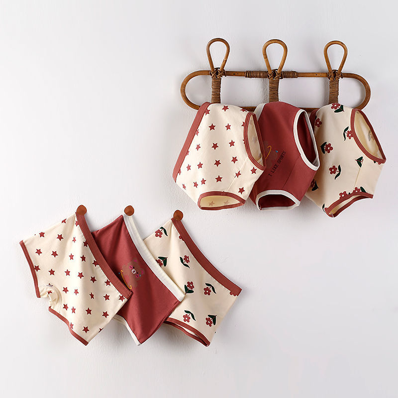 6枚の子供用下着女性綿抗菌ボクサー女の子赤ちゃん8歳中年の子供と小さな女の子の3-4コーナー