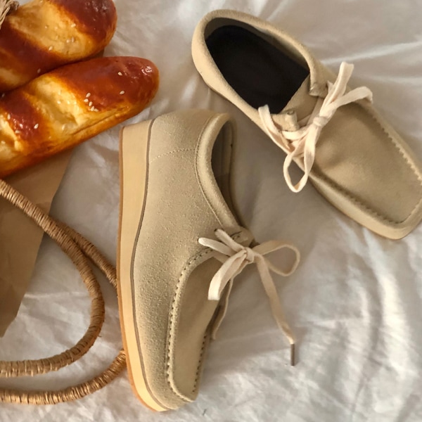 韓国ファッション 軽い スエード ワラビー 女子 ローファー