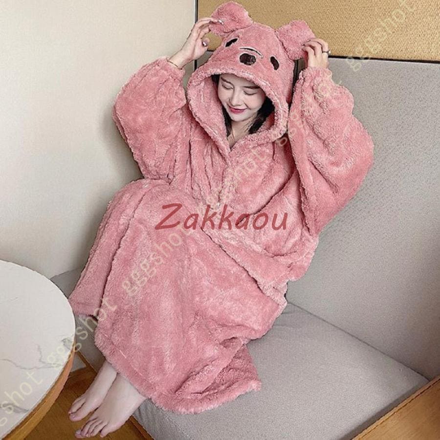 レディース ふわもこ パジャマ ルームウェア クマ 着ぐるみ 大人用 もこもこ 部屋着 厚手 可愛い 長袖 暖かい 着る毛布 ガウン ルームウェア 冬用 冷え対策パジャマ