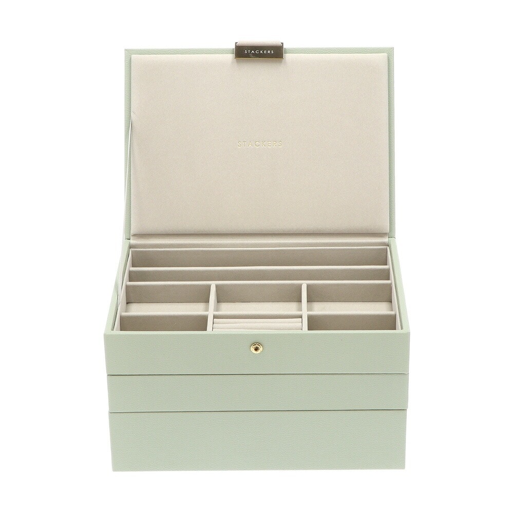 ジュエリーボックス 選べる3点セット ジュエリーケース アクセサリーケース クラシック 蓋付きボックス セージグリーン 重ねる アクセサリー 収納トレー おしゃれ 可愛い